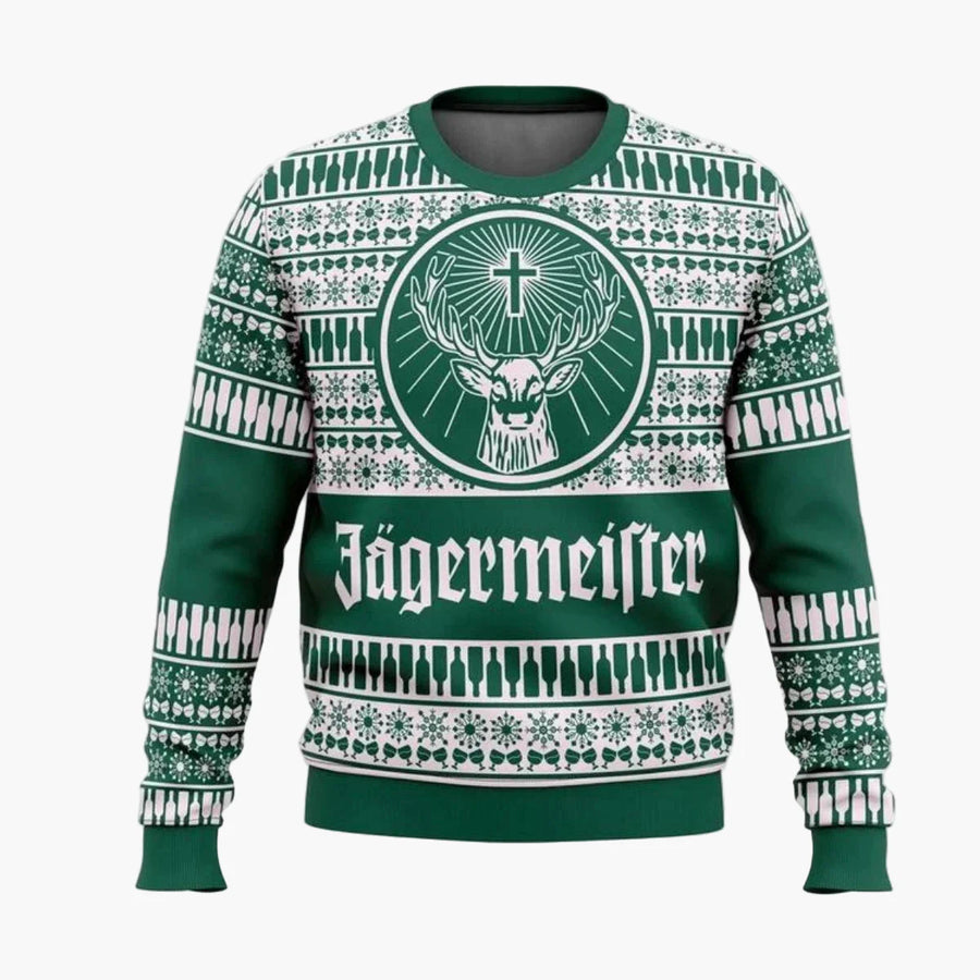Kersttrui voor heren in lelijke trui stijl Jägermeister feest en origineel cadeau