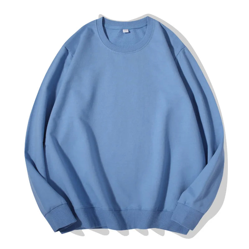 Sudadera informal lisa de cuello redondo, de tejido suave