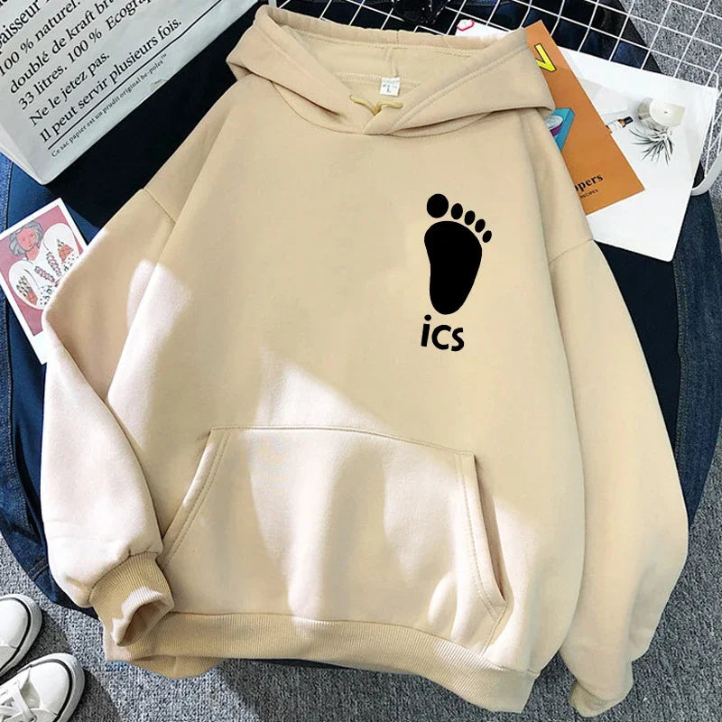 Unisex hettegenser med Haikyuu-grafikktrykk, avslappet stil