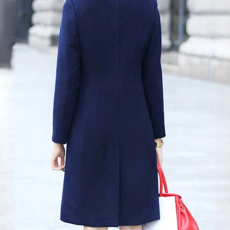 Manteau Long Femme Élégant avec Boutons, Col Classique