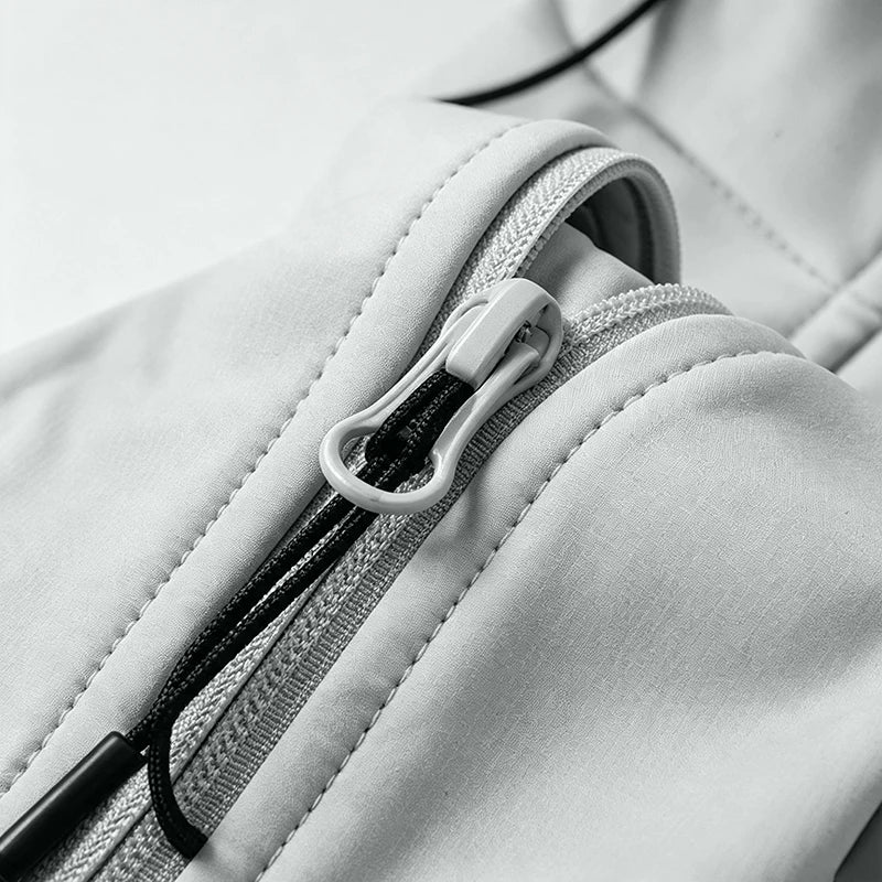 Men's Hooded Waterproof and Windproof Jacket with Fleece Lining