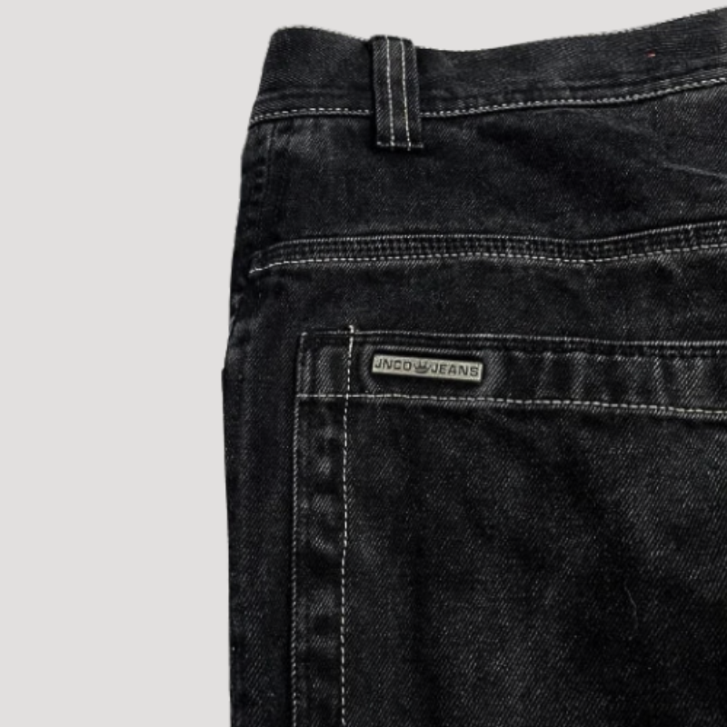 Jeans uomo a gamba larga con ricamo testa di morto per l'estate