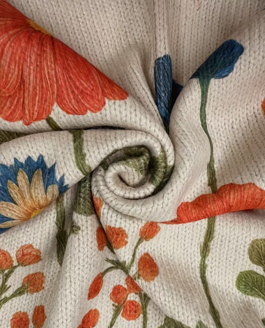 Chaqueta de mujer con cremallera y cuello alto, estampado floral multicolor