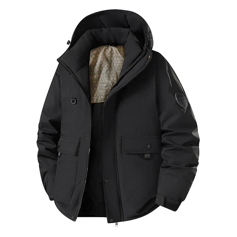 Doudoune à capuche homme matelassée coupe-vent couleur unie