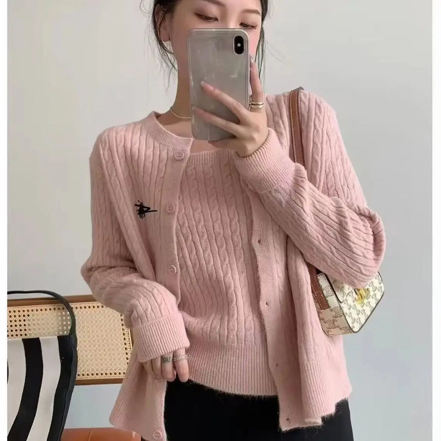 Women's cable-knit cardigan and tank top set