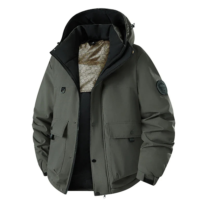 Doudoune à capuche homme matelassée coupe-vent couleur unie