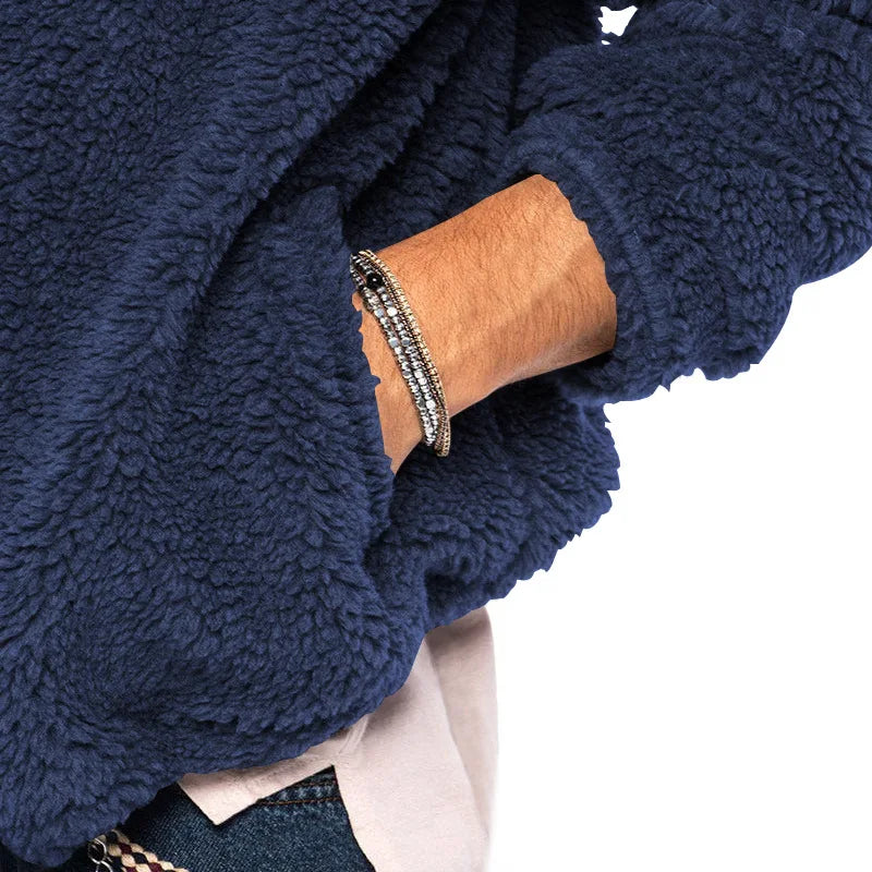 Men's hooded jacket in soft sheepskin-effect fabric, zippered, multiple colors