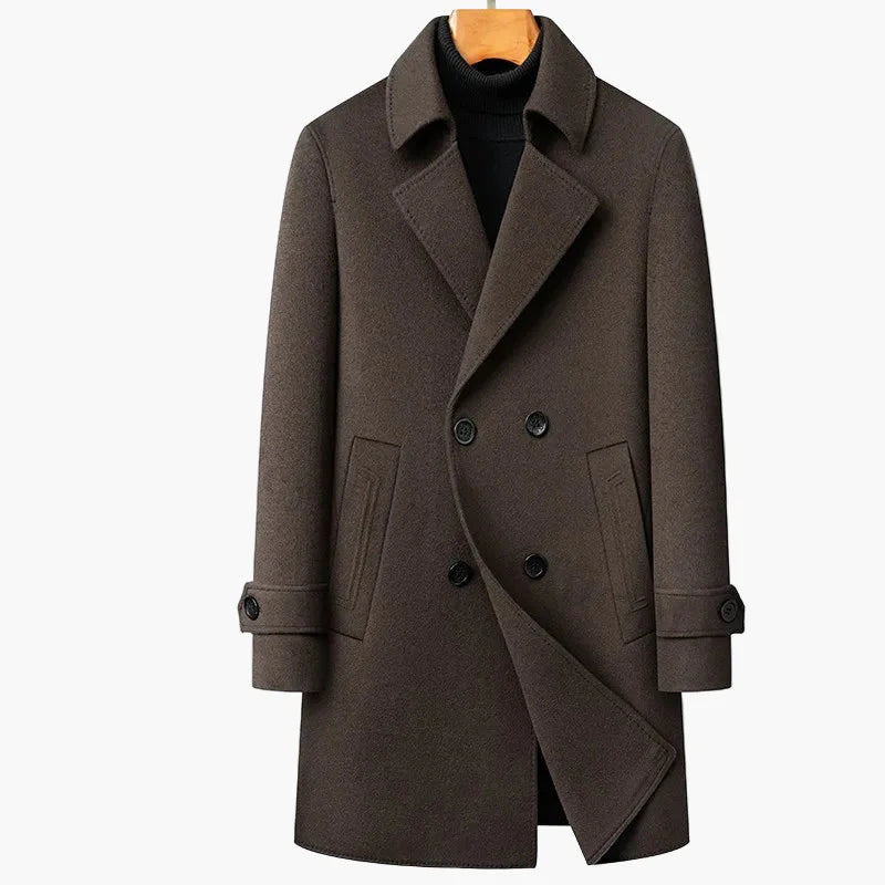 Cappotto Classico Doppiopetto da Uomo Stile Elegante Invernale