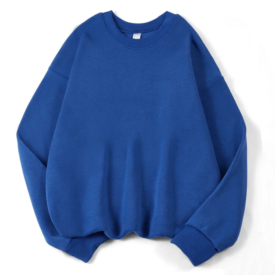 Sweat-shirt Femme ample Violet uni col rond et manches longues