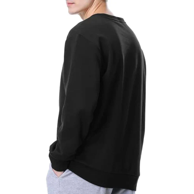 Avslappet, ensfarget unisex-sweatshirt med rund hals i fleece