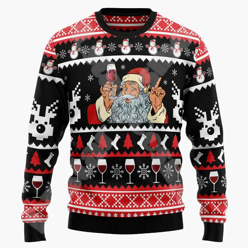 Jersey de Navidad para hombre estilo gótico calavera Santa – Sudadera original para fiesta e invierno