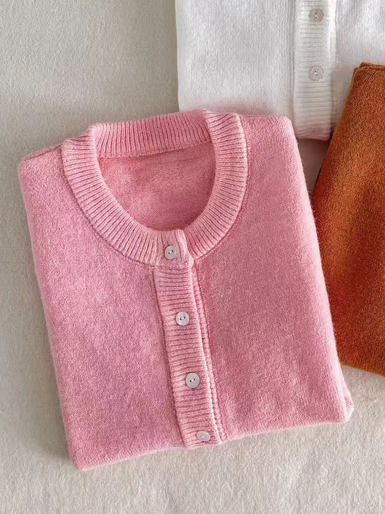 Soft women's crew-neck buttoned cardigan - Several colors available
