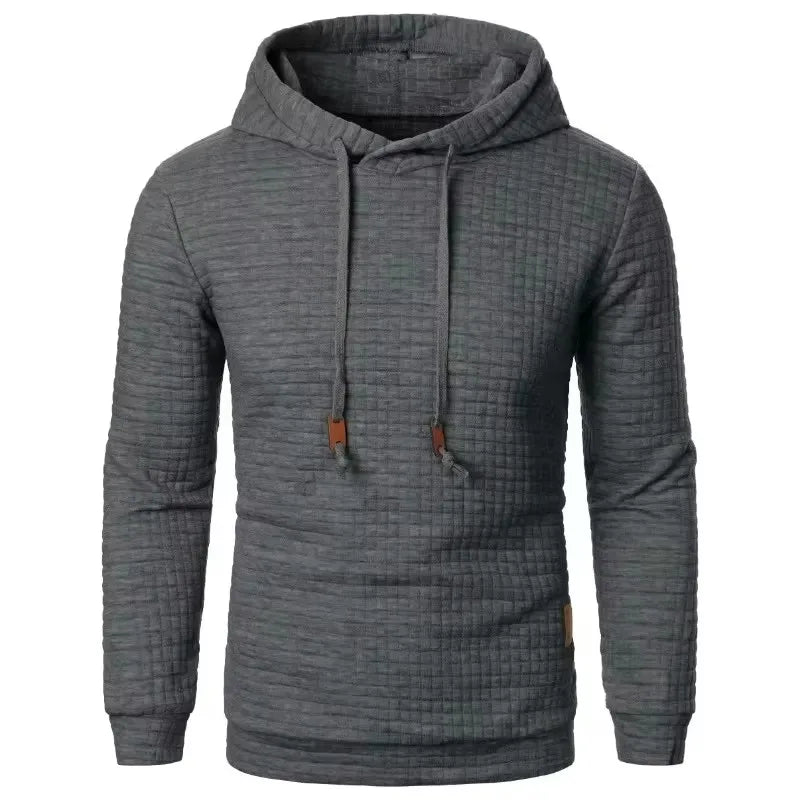 Strukturierter Strick-Kapuzenpullover für Herren in Beige mit Kordelzug