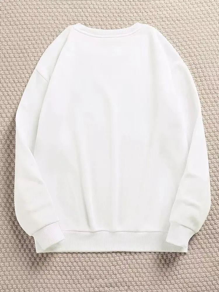 Sudadera lisa para mujer con cuello redondo, manga larga y corte holgado