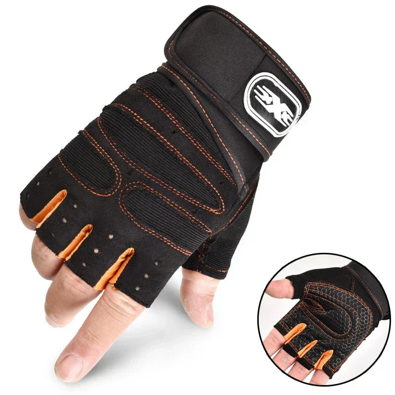 Fingerlose Fitnesshandschuhe mit Handgelenkstütze in Schwarz und Blau
