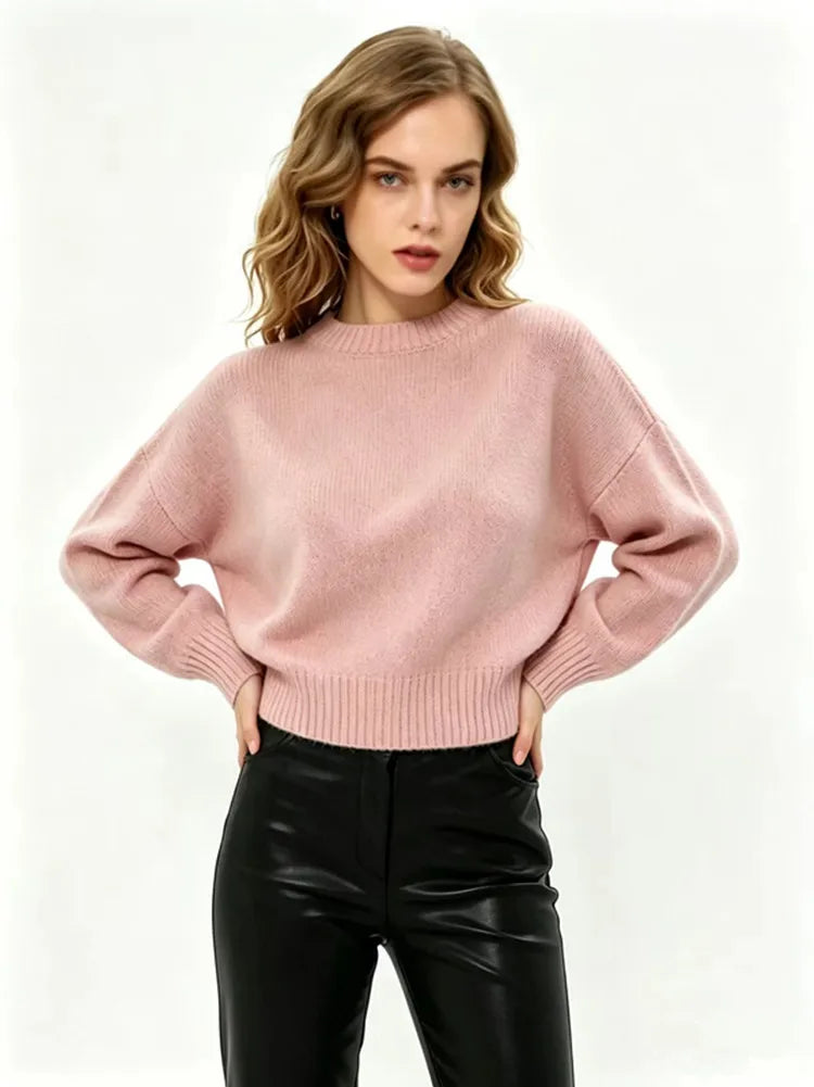 Suéter informal de punto para mujer, cuello redondo, corte relajado y disponible en varios colores