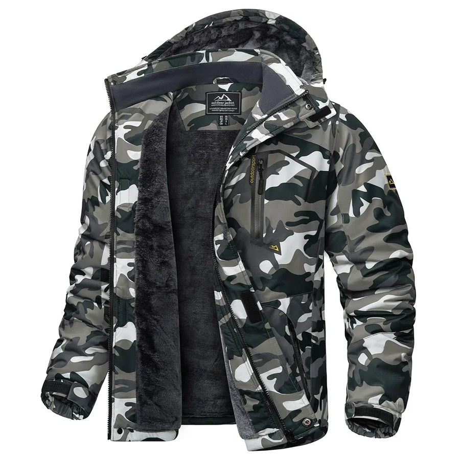 Wasserdichte Herren-Wanderjacke mit Kapuze und warmem Innenfutter für Outdoor-Aktivitäten
