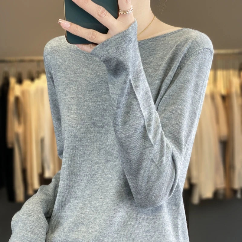 Pull fin femme col bateau manches longues léger diverses couleurs