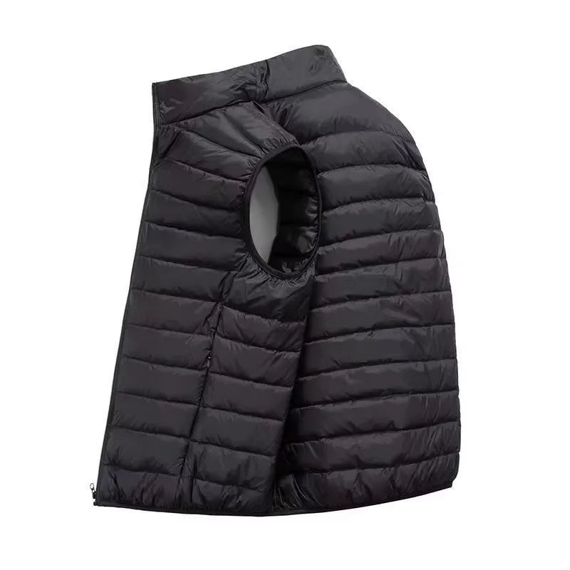 Chaleco acolchado ligero de hombre, con cuello alto, cremallera y colores lisos