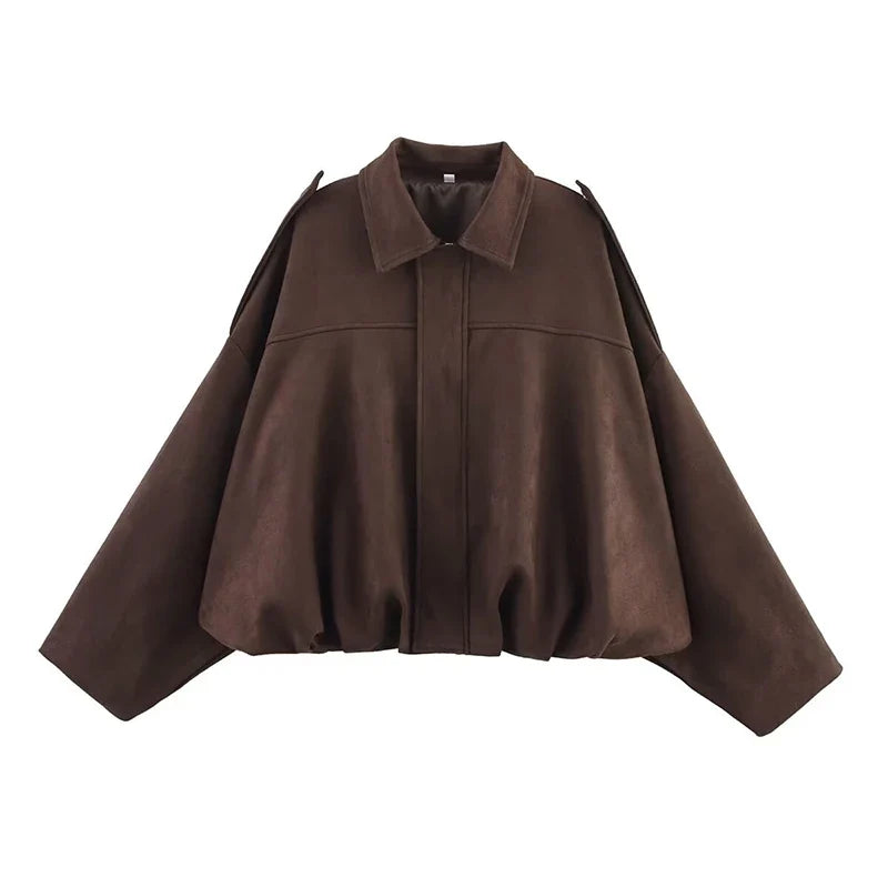 Veste courte style aviateur femme kaki col classique manches longues
