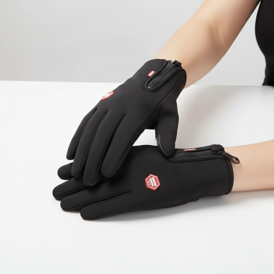 Guantes de esquí de invierno cortavientos con cremallera lateral, varios colores