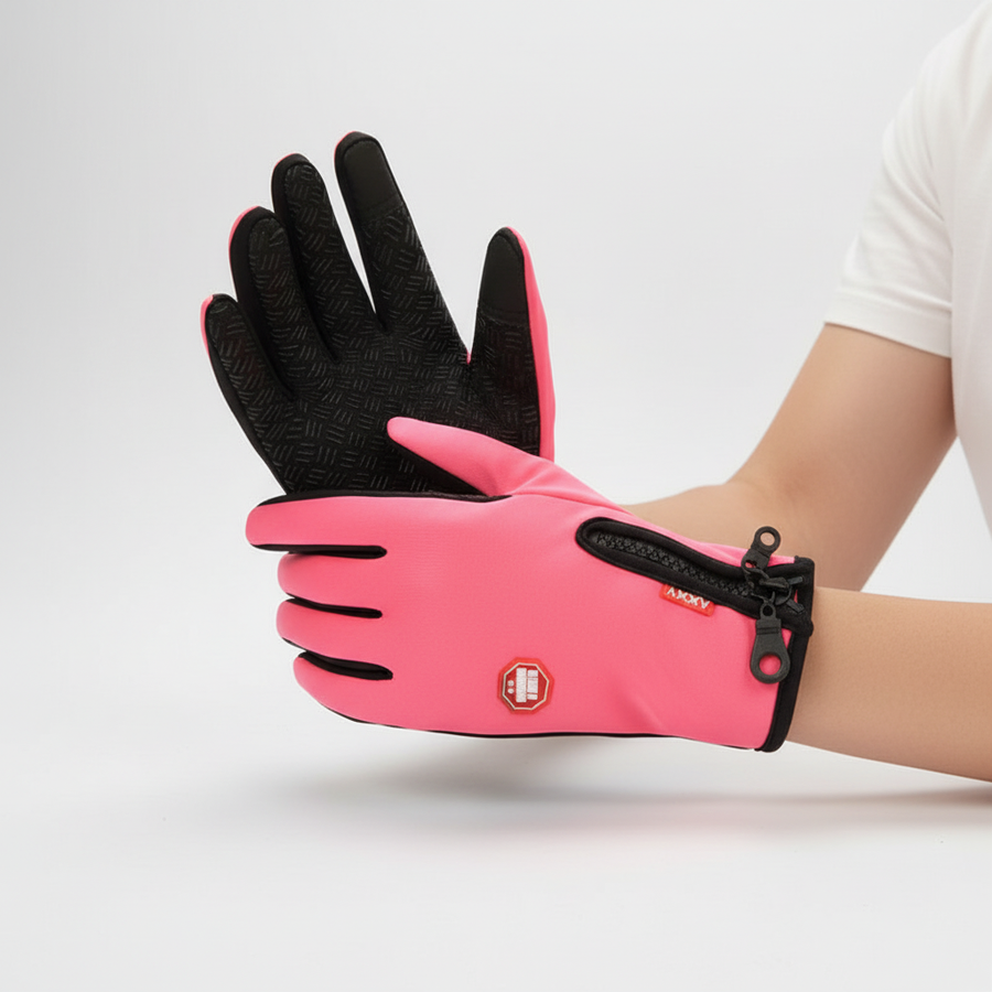 Guantes de esquí de invierno cortavientos con cremallera lateral, varios colores