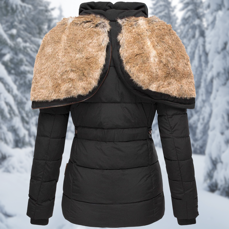 Doudoune Capuche Fourrure Synthétique Femme - Veste Rembourrée Hiver