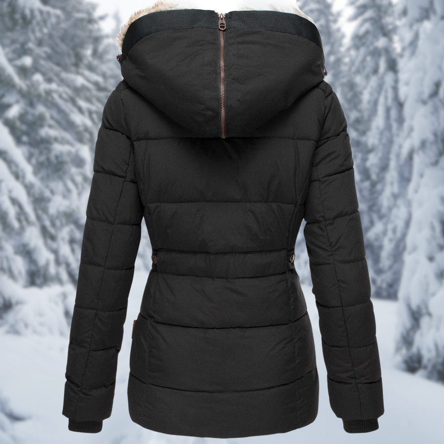 Doudoune Capuche Fourrure Synthétique Femme - Veste Rembourrée Hiver