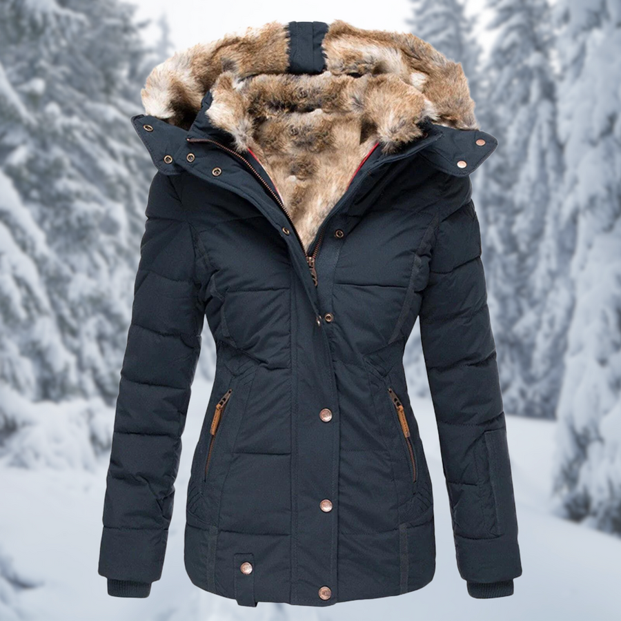 Doudoune Capuche Fourrure Synthétique Femme - Veste Rembourrée Hiver