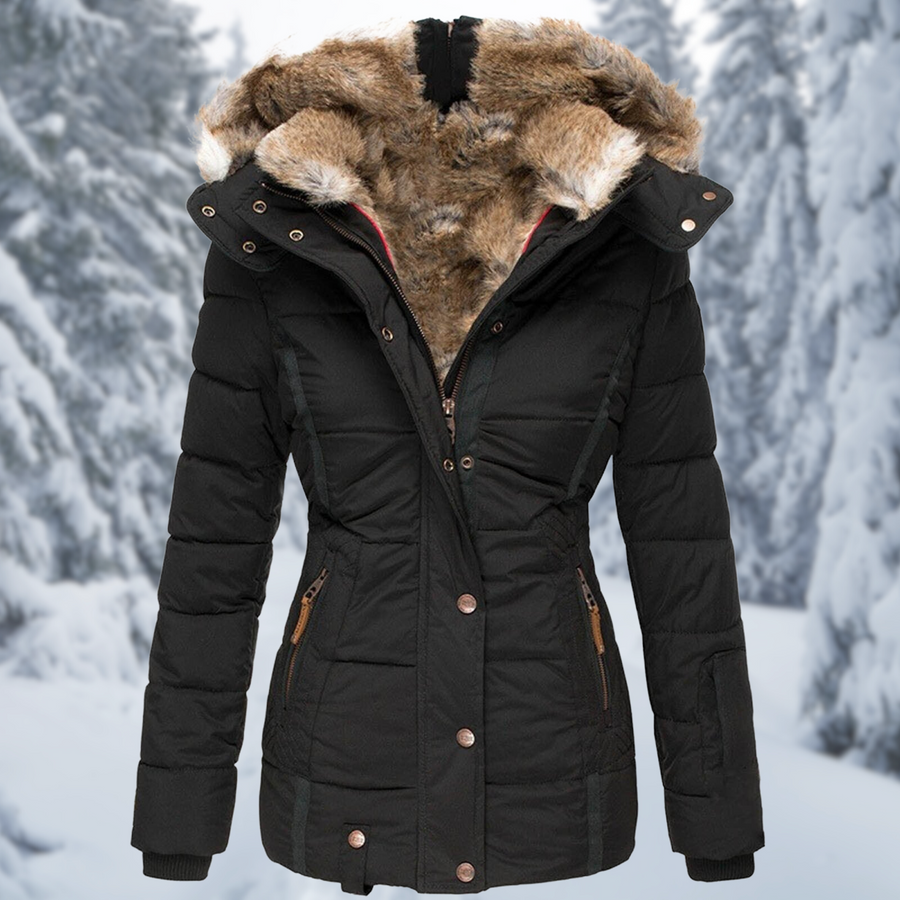 Doudoune Capuche Fourrure Synthétique Femme - Veste Rembourrée Hiver