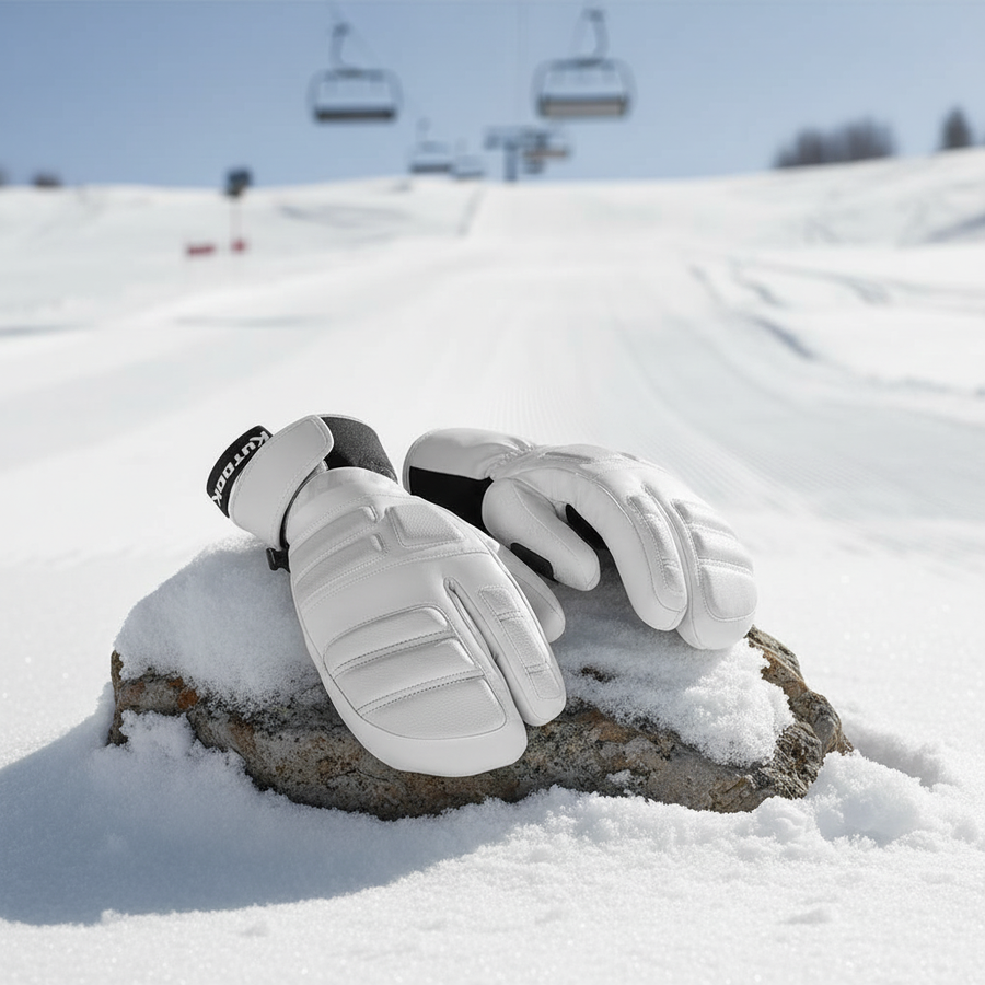 Wasserdichte Skihandschuhe mit verstellbarer Stulpe und Logo