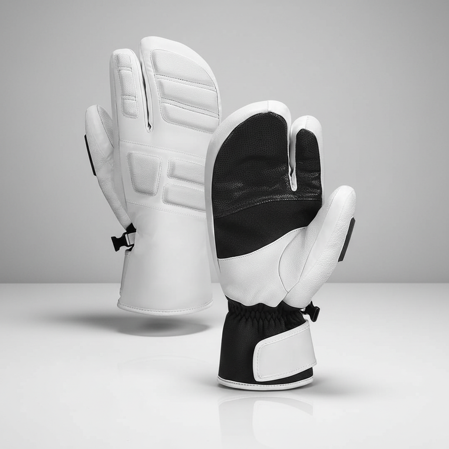 Wasserdichte Skihandschuhe mit verstellbarer Stulpe und Logo