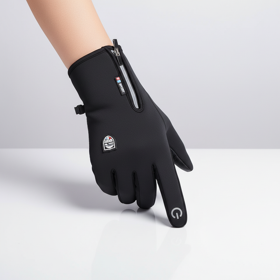 Guantes de ciclismo con cremallera y pantalla táctil, azul marino