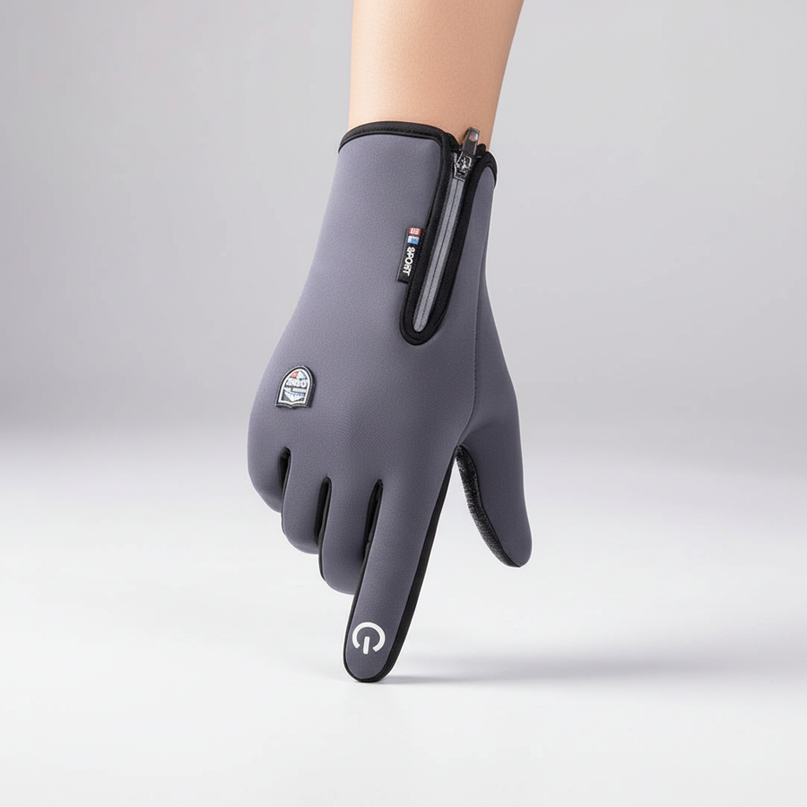 Guantes de ciclismo con cremallera y pantalla táctil, azul marino