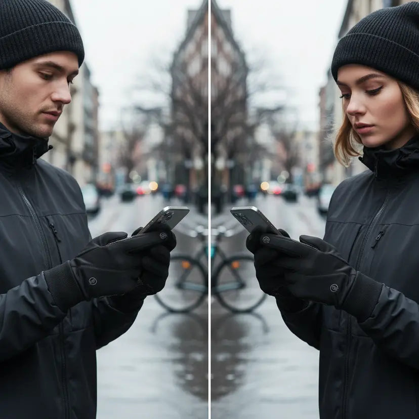 Sorte eller grå touch-vinterhandsker med skridsikker overflade