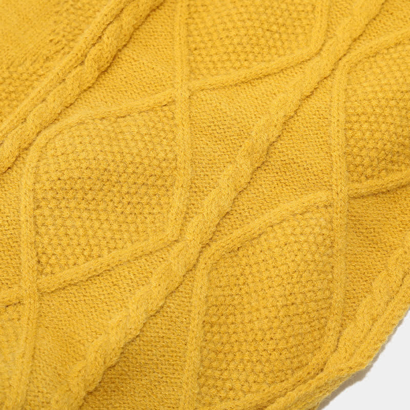 Set met wintermuts, sjaal en touchscreenhandschoenen - ruitmotief, geel