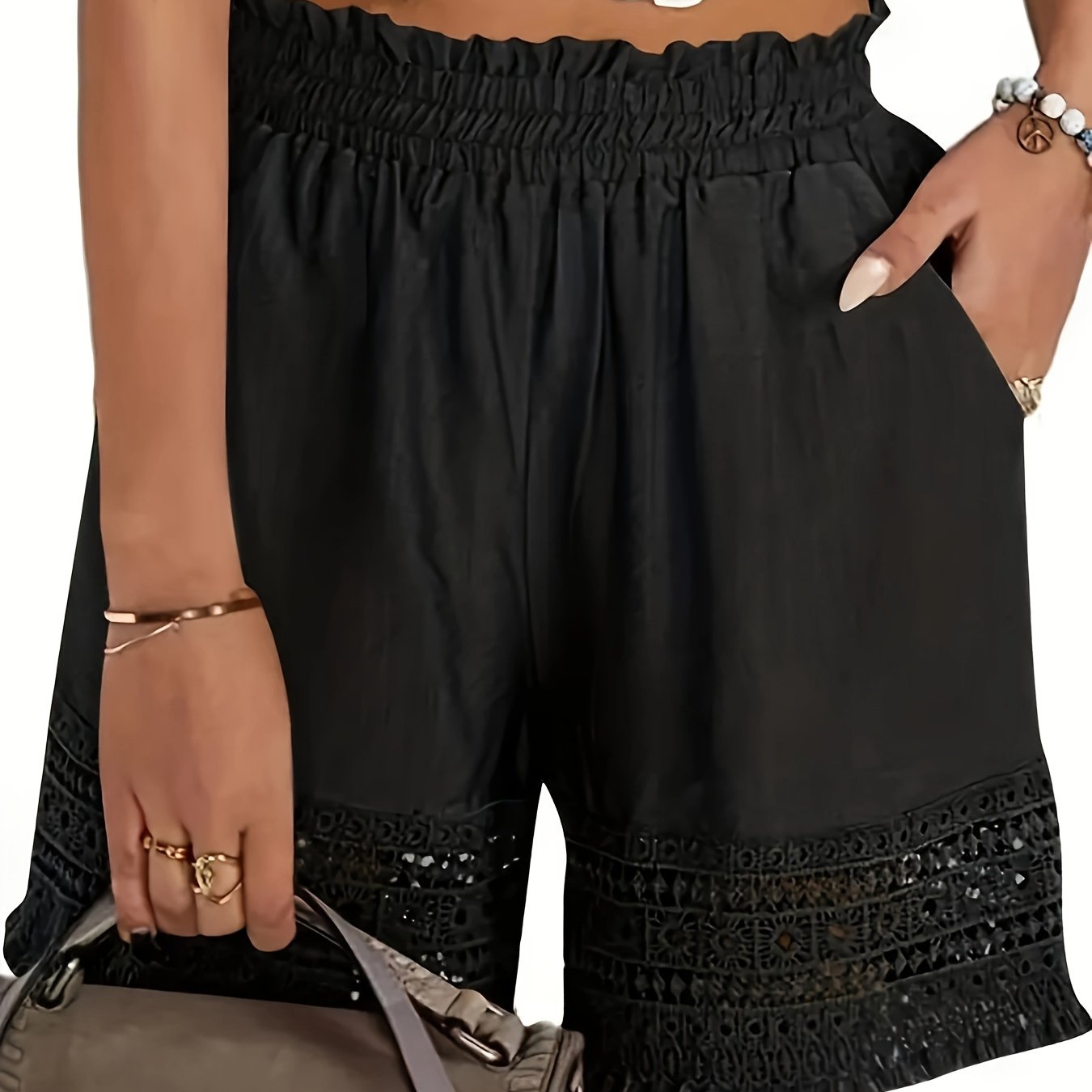 Shorts para mujer estilo bohemio con cintura fruncida para el verano, ideales para vacaciones y uso diario
