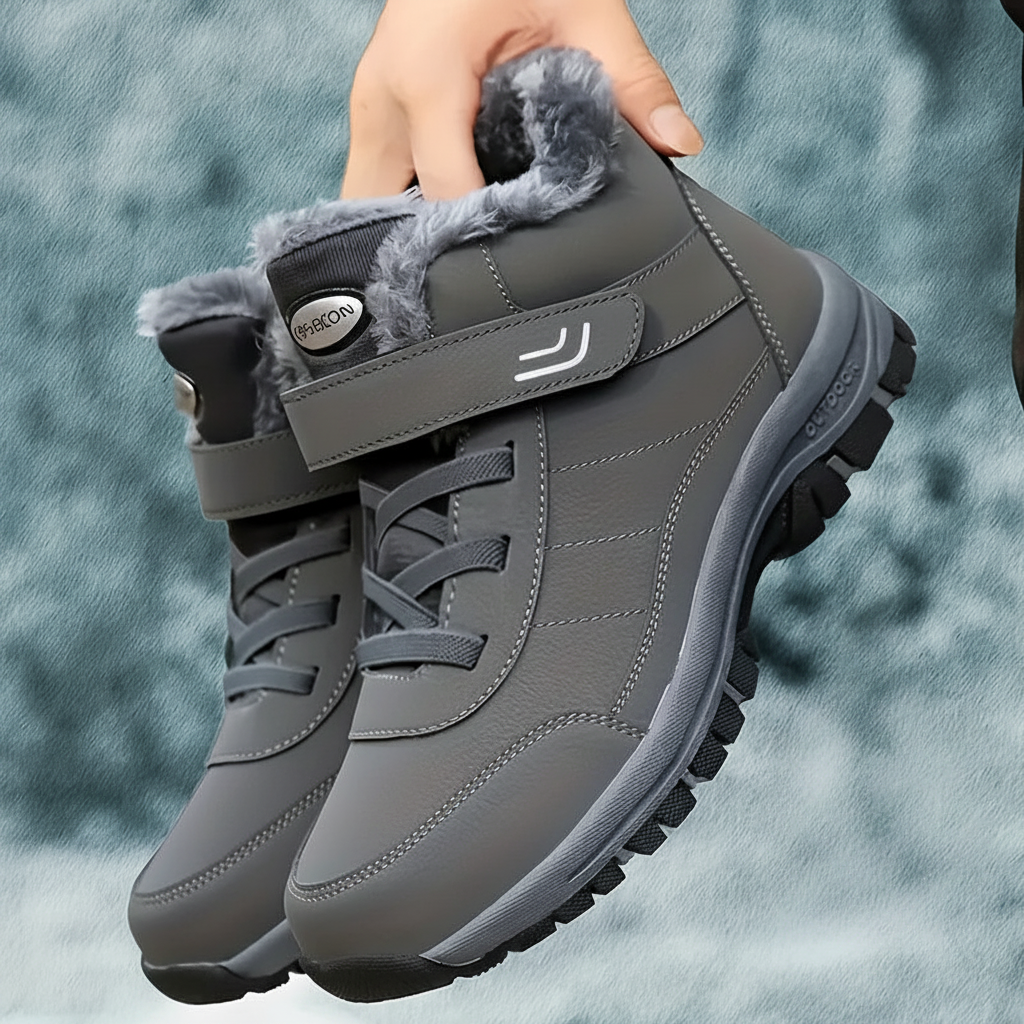Chaussures montantes fourrées hiver avec semelle antidérapante et fermeture auto-agrippante