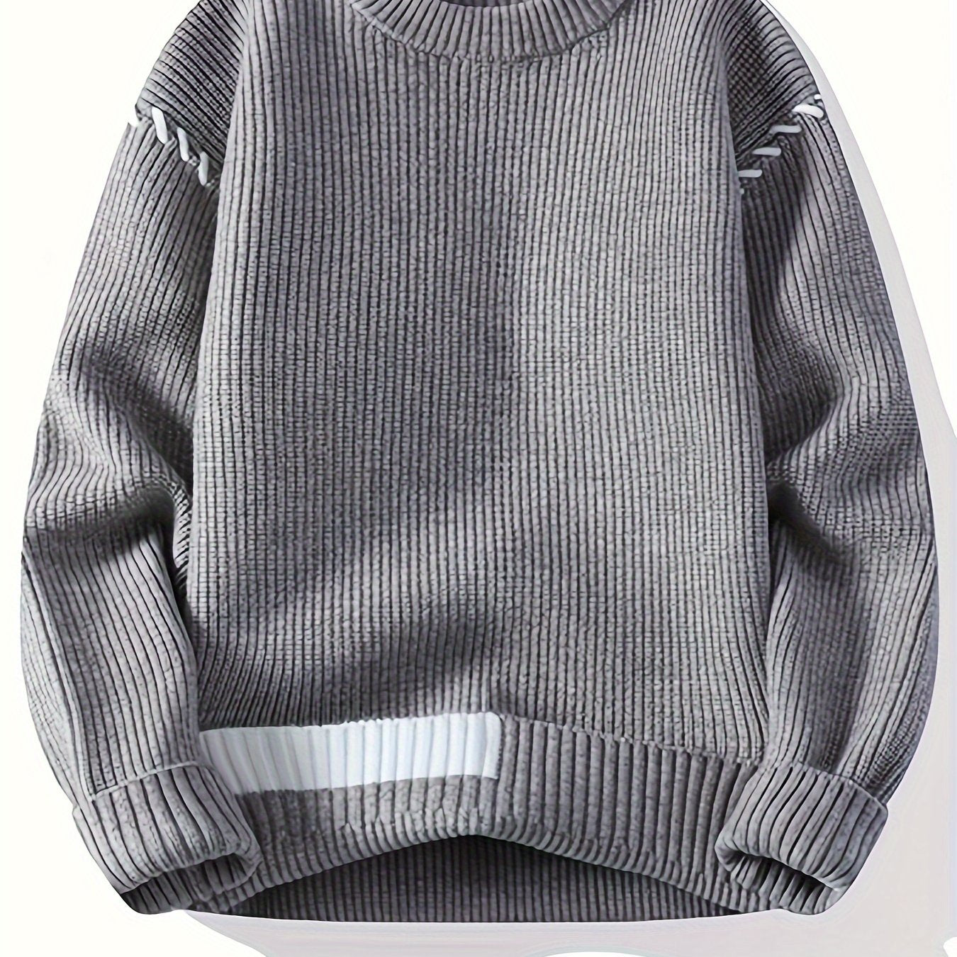 Pull col rond côtelé rouge avec détails contrastants
