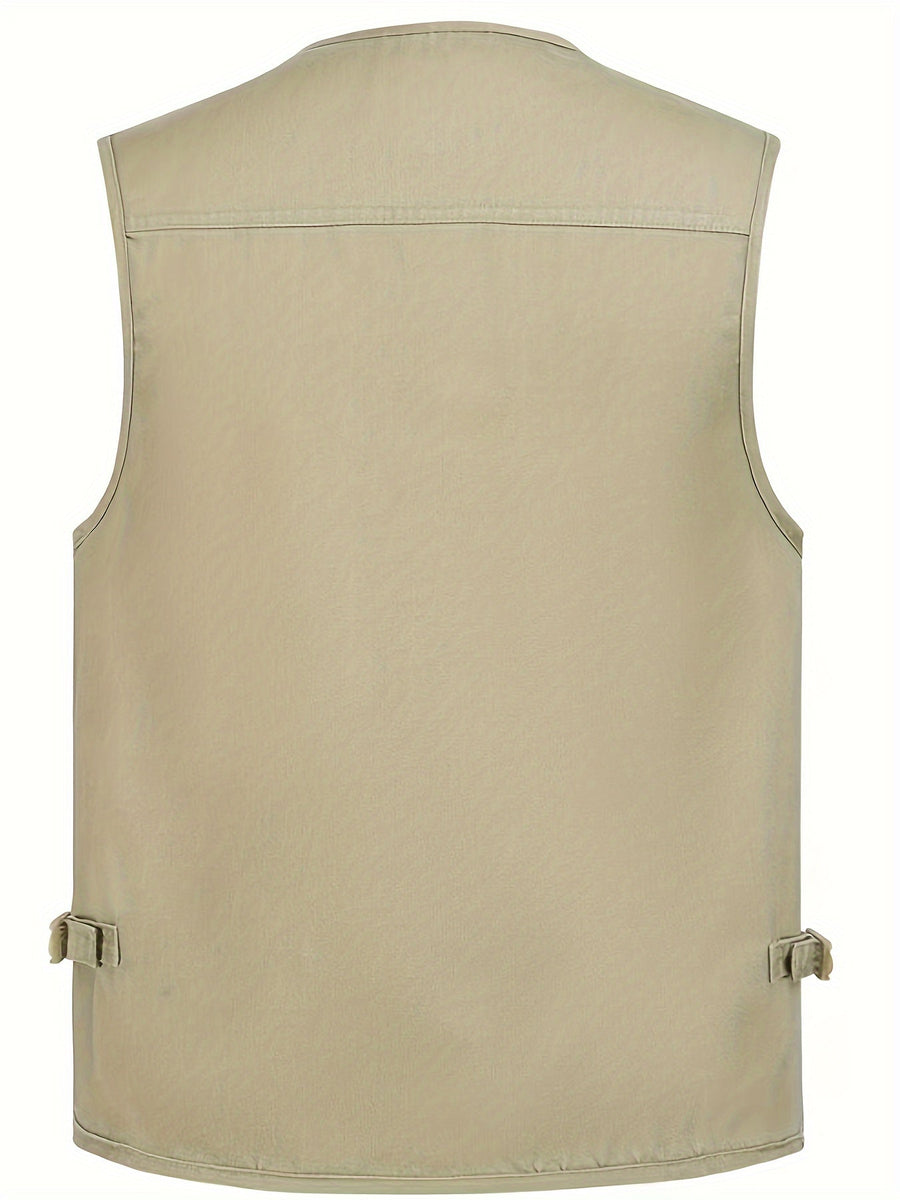 Gilet multi-poches homme style outdoor pour la pêche, la randonnée et la photographie