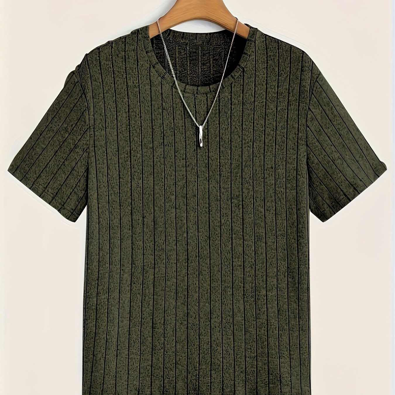 T-shirt à manches courtes pour homme style moderne à rayures texturées – Casual chic et polyvalent