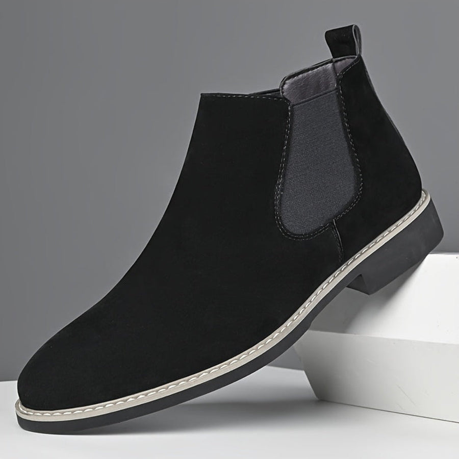 Men's Faux Suede Chelsea Boots with Elastic Side Panels