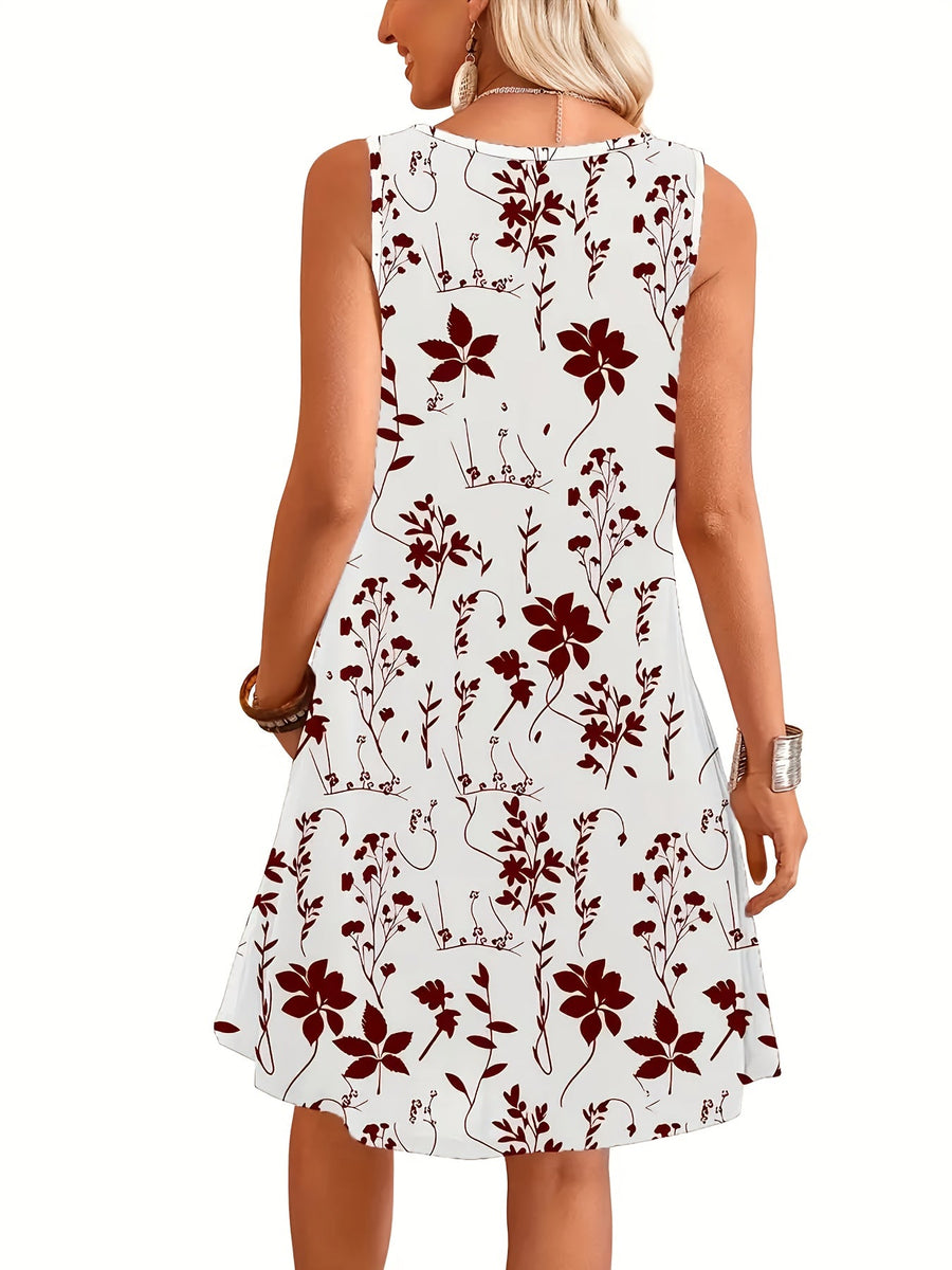 Robe d'été décontractée sans manches femme style floral chic