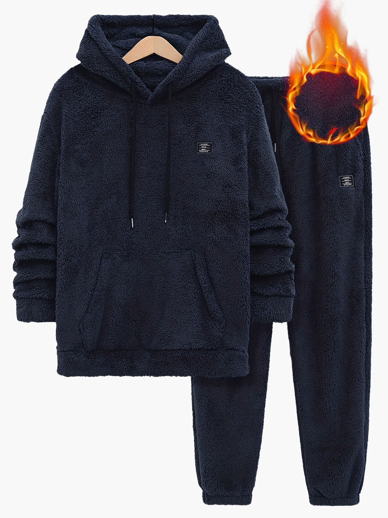 Męski dres casual z kapturem w stylu polarowym na jesień i zimę