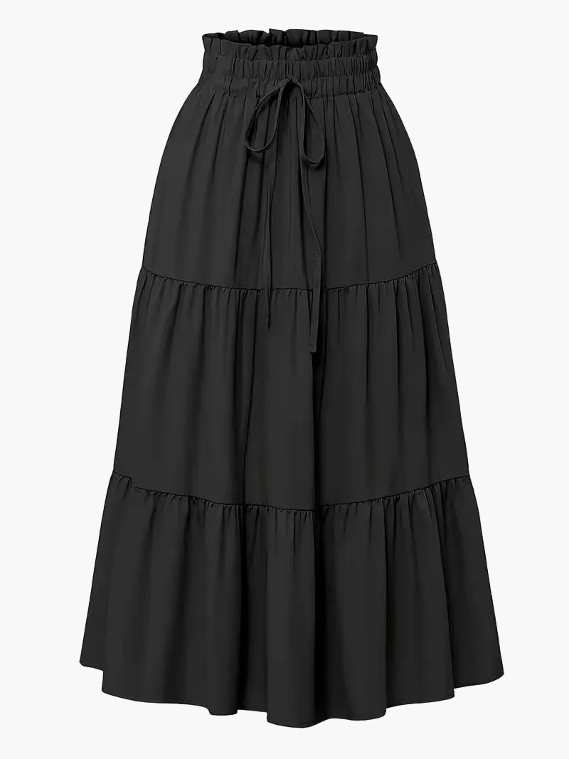 Jupe Longue Femme Élégante Taille Haute à Volants, Style Printemps Été, Idéale pour Loisirs et Sorties
