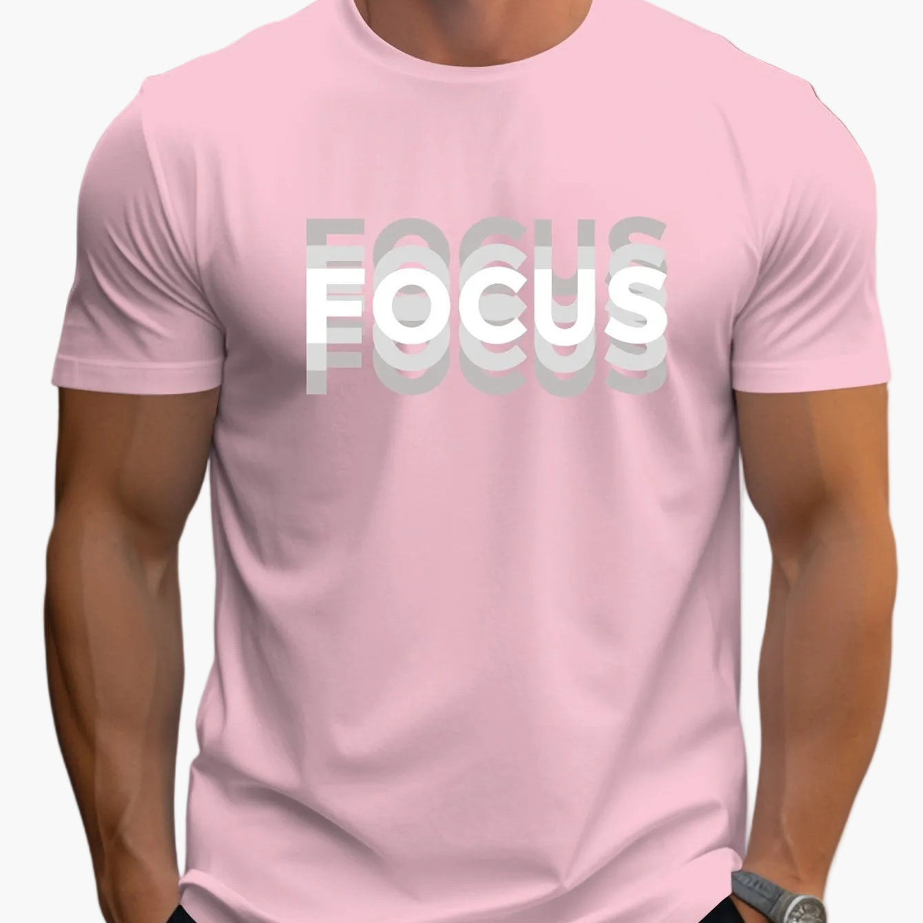 Camiseta Hombre Estilo Moderno con Motivo "FOCUS" – Look Urbano e Inspirador