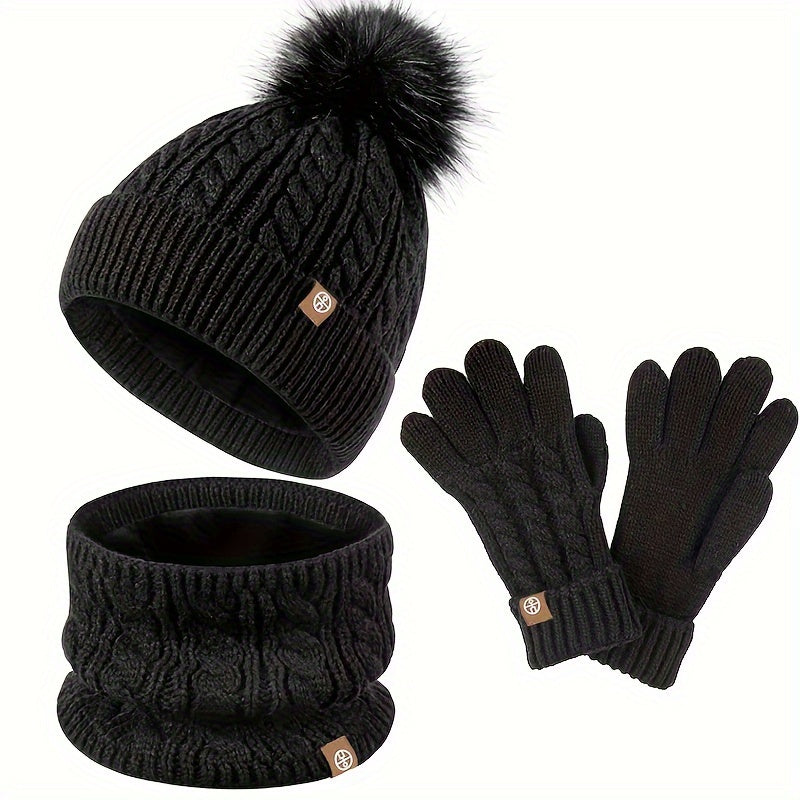 Winterset met muts, colsjaal en warme, gebreide handschoenen in meerdere kleuren