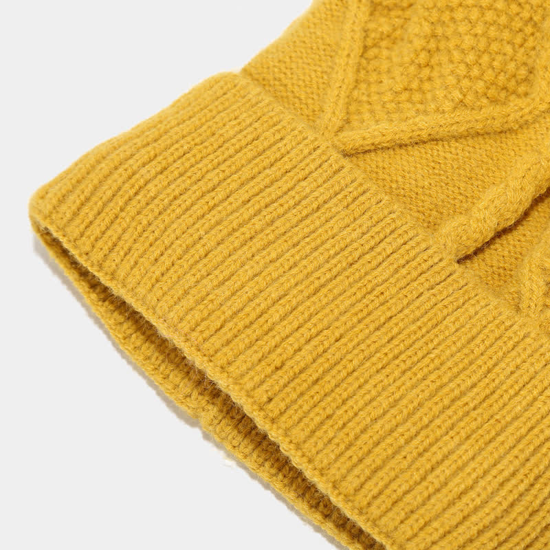 Set met wintermuts, sjaal en touchscreenhandschoenen - ruitmotief, geel