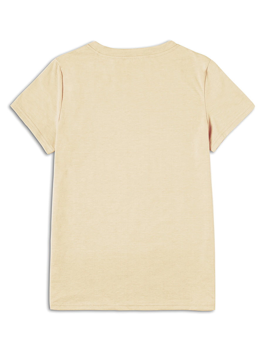 T-shirt donna stile casual con stampa floreale artistica per primavera ed estate