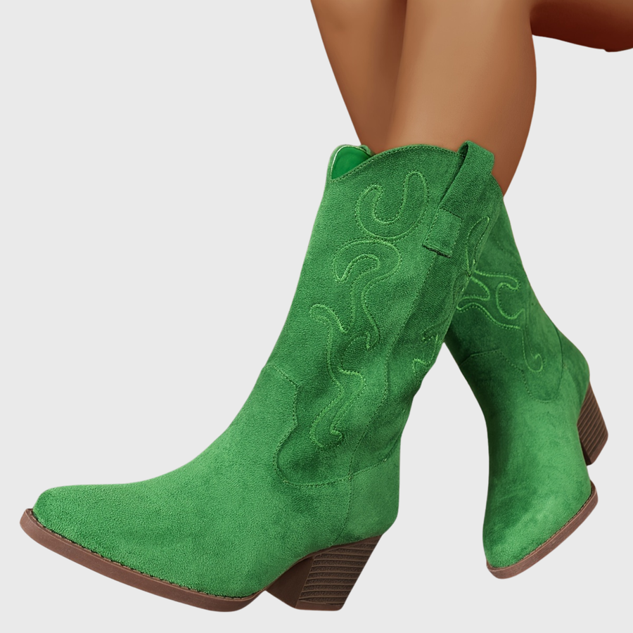 Kungligt blå westernboots för dam i cowboystil med broderier